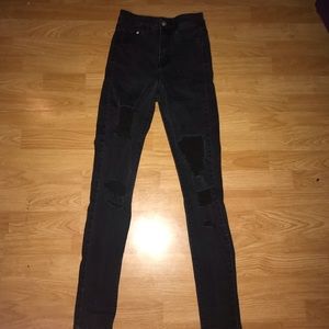 high waist ripped jeans